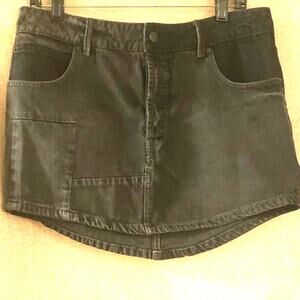 Vintage Free People Mini skirt size 30 black patchwork button fly